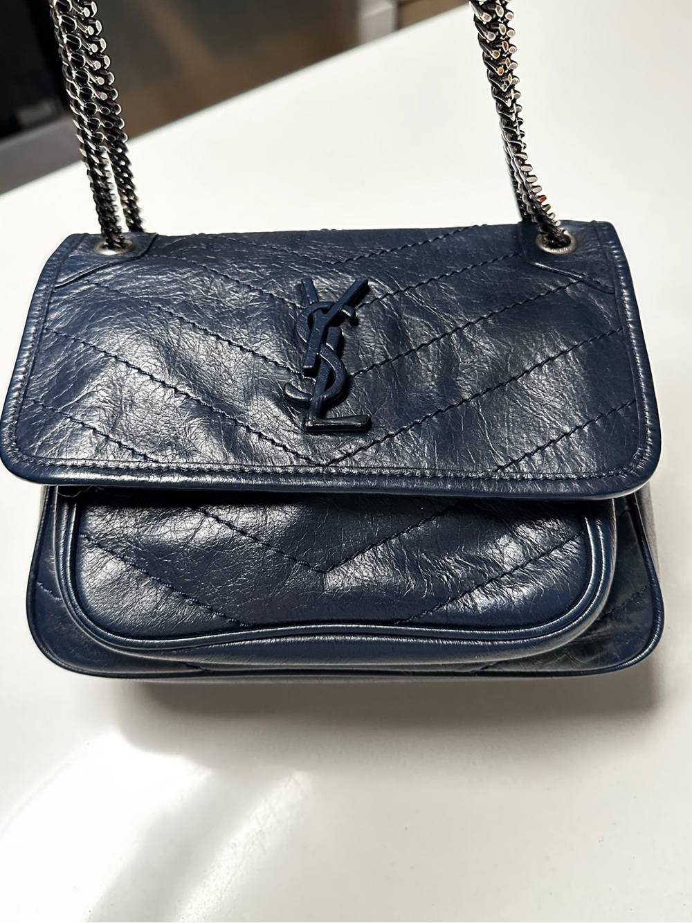 Saint Laurent Niki Baby Bag in Navy Blue Leather - Picture 6 of 16